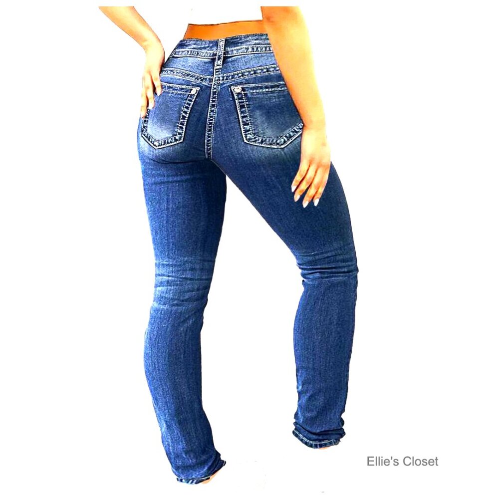 Mid Rise Skinny Jeans with Stretch Denim Tummy Control